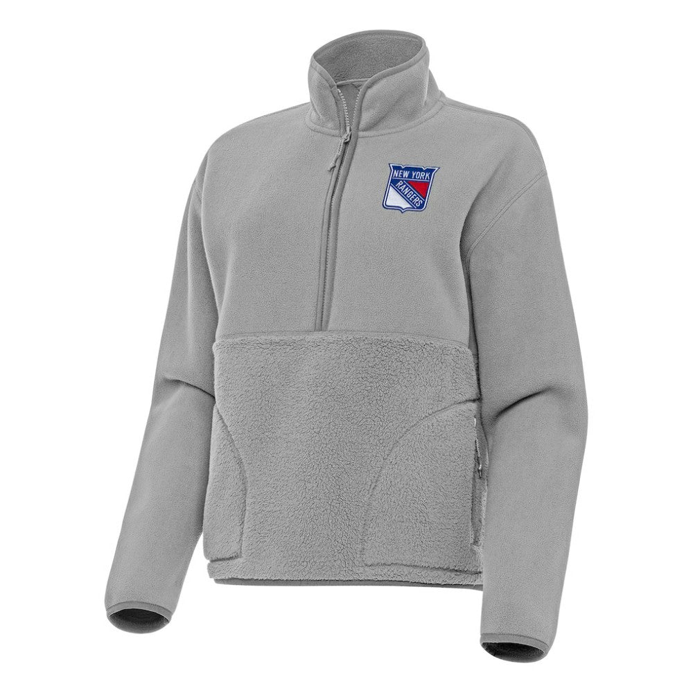 New York Rangers Antigua Women's Figure Half-Zip Pullover Sweatshirt - Gray - NHL 202257474