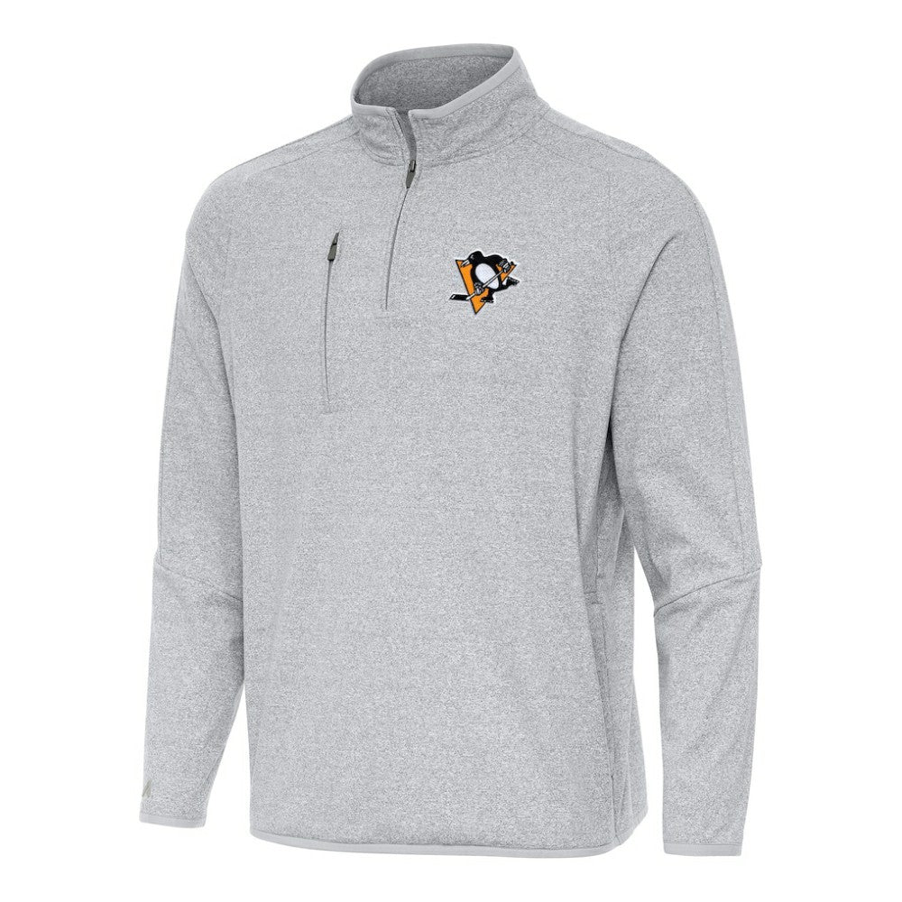 Pittsburgh Penguins Antigua Certain Quarter-Zip Tri-Blend Sweatshirt - Heather Gray - NHL 202257501