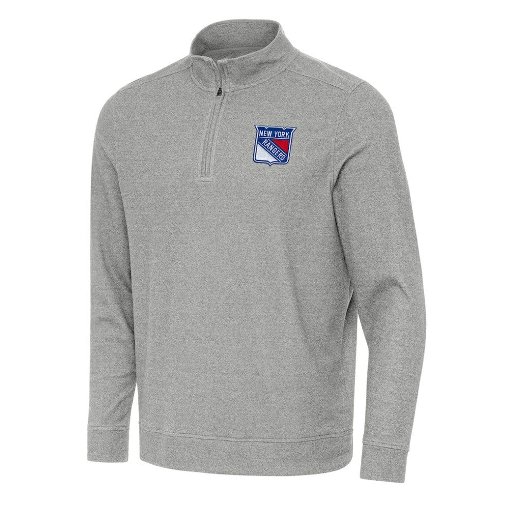 New York Rangers Antigua Subtle Quarter-Zip Sweatshirt - Heather Gray - NHL 202257522