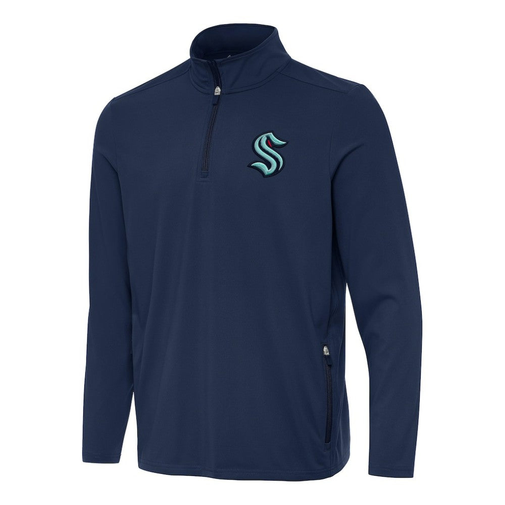 Seattle Kraken Antigua Perilous Quarter-Zip Sweatshirt - Navy - NHL 202257539