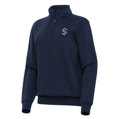 Seattle Kraken Antigua Women's Victory Quarter-Zip Sweatshirt - Navy - NHL 202257615