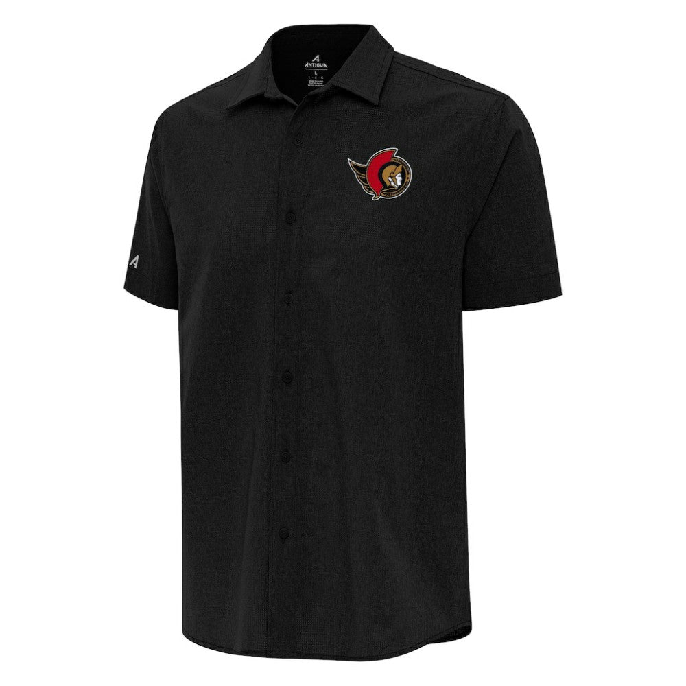 Ottawa Senators Antigua Activate Woven Short Sleeve Button-Up Shirt - Black - NHL 202257634