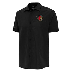 Ottawa Senators Antigua Activate Woven Short Sleeve Button-Up Shirt - Black - NHL 202257634