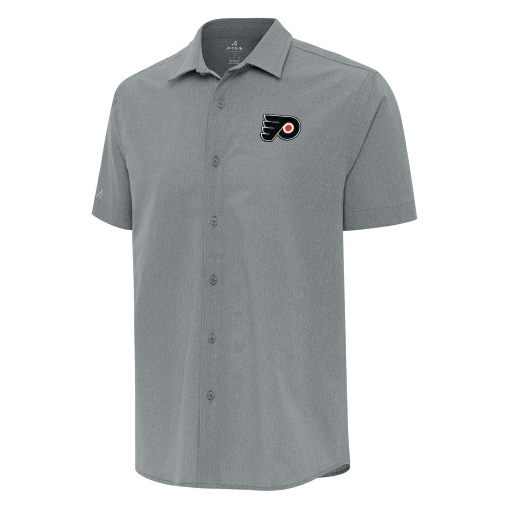 Philadelphia Flyers Antigua Activate Woven Short Sleeve Button-Up Shirt - Gray - NHL 202257635
