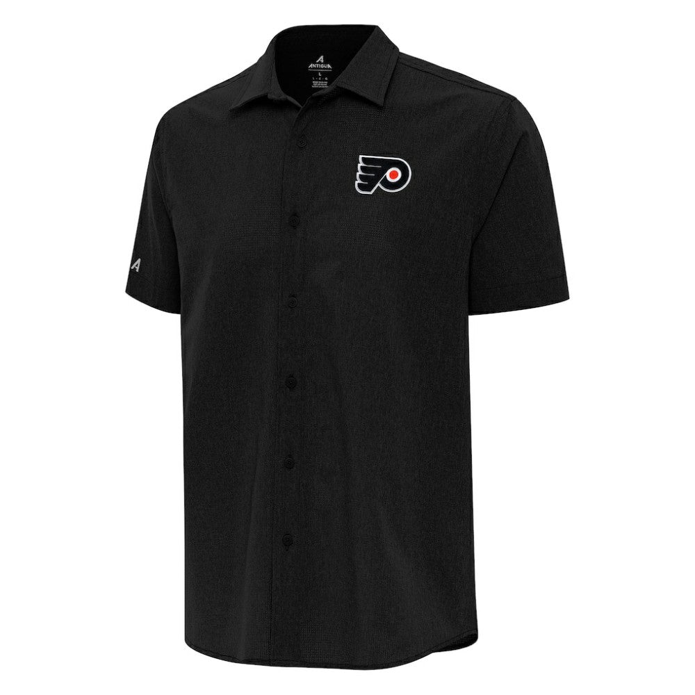 Philadelphia Flyers Antigua Activate Woven Short Sleeve Button-Up Shirt - Black - NHL 202257640