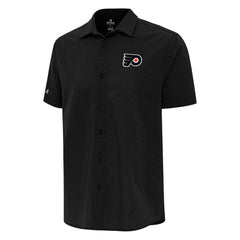 Philadelphia Flyers Antigua Activate Woven Short Sleeve Button-Up Shirt - Black - NHL 202257640