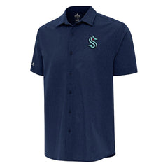 Seattle Kraken Antigua Activate Woven Short Sleeve Button-Up Shirt - Navy - NHL 202257642