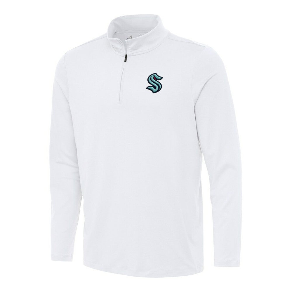 Seattle Kraken Antigua Reprocess Quarter-Zip Top - White - NHL 202257665
