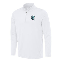 Seattle Kraken Antigua Reprocess Quarter-Zip Top - White - NHL 202257665