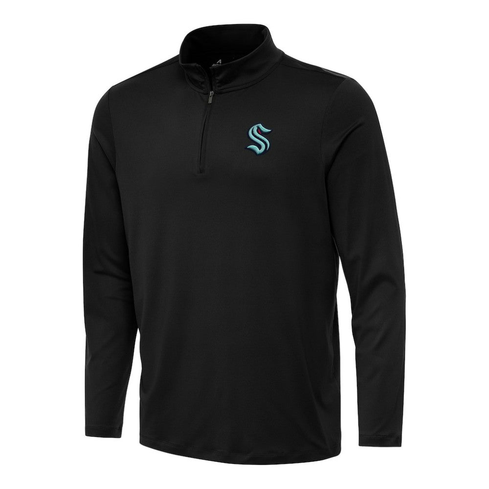 Seattle Kraken Antigua Reprocess Quarter-Zip Top - Black - NHL 202257667