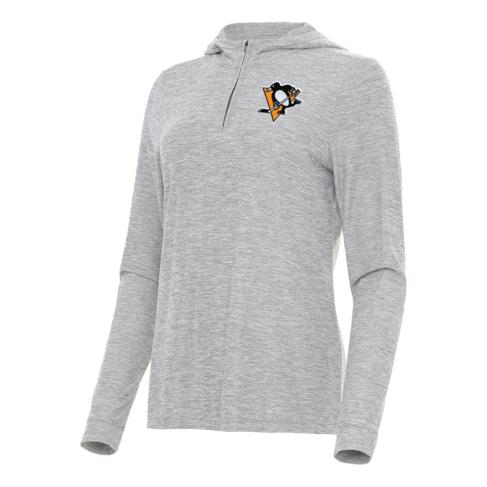 Pittsburgh Penguins Antigua Women's Daybreak Quarter-Zip Hoodie - Heather Gray - NHL 202258052