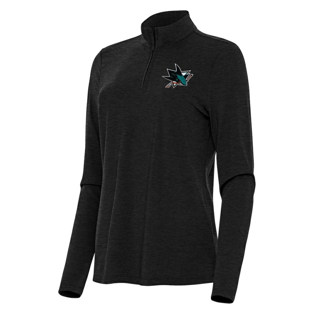 San Jose Sharks Antigua Women's Bright Quarter-Zip Top - Heather Black - NHL 202258075