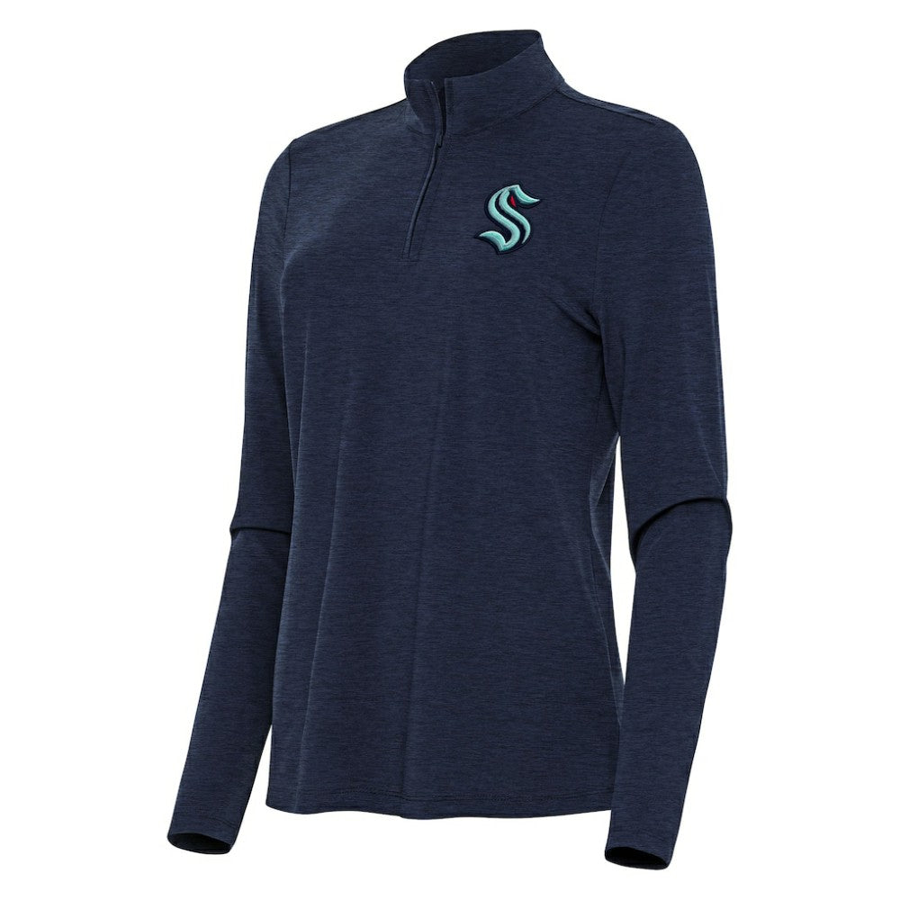 Seattle Kraken Antigua Women's Bright Quarter-Zip Top - Heather Navy - NHL 202258077