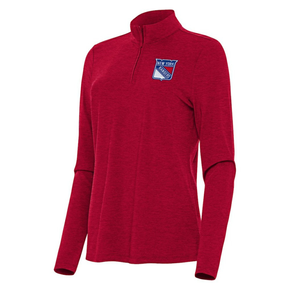 New York Rangers Antigua Women's Bright Quarter-Zip Top - Heather Red - NHL 202258079