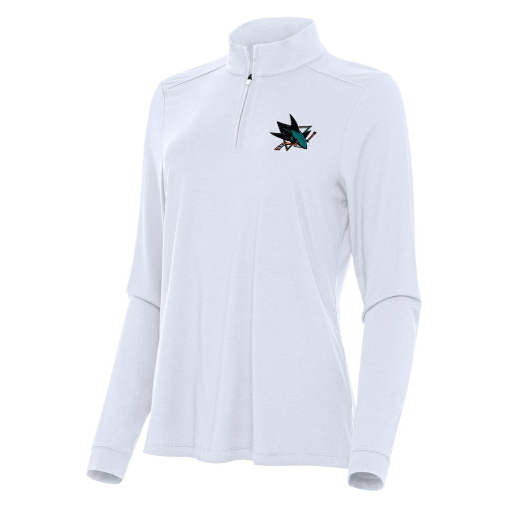 San Jose Sharks Antigua Women's Intent Quarter-Zip Top - White - NHL 202258180