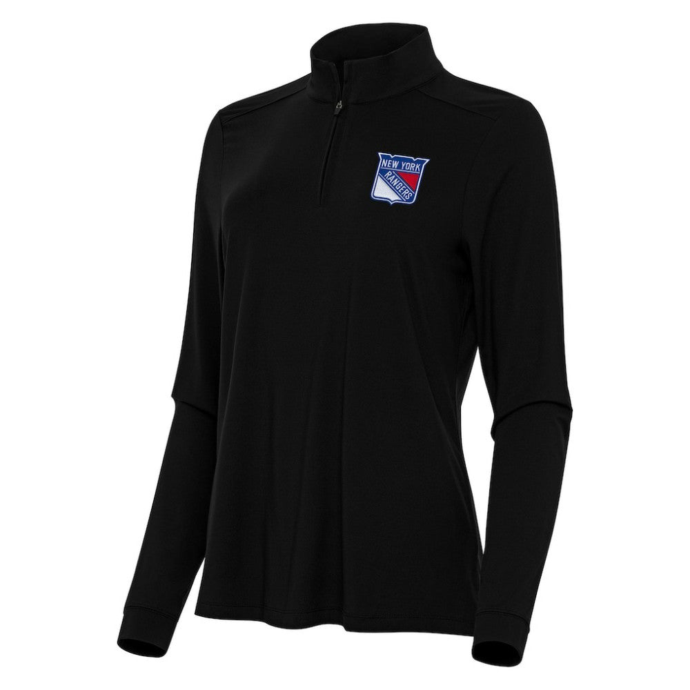 New York Rangers Antigua Women's Intent Quarter-Zip Top - Black - NHL 202258193