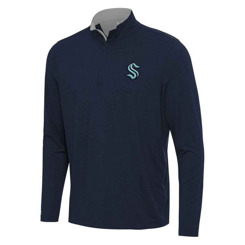 Seattle Kraken Antigua Content Quarter-Zip Pullover Top - Deep Sea Blue/Gray - NHL 202258295