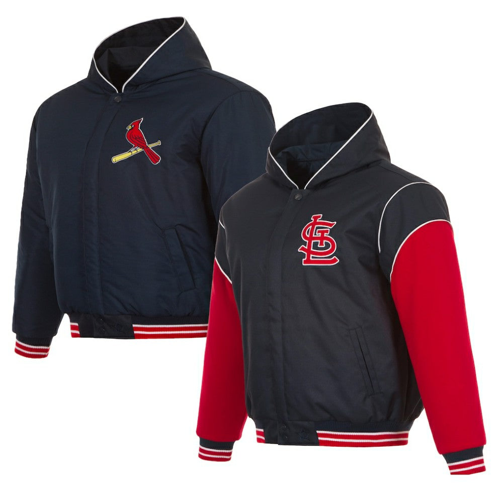 St. Louis Cardinals JH Design Youth Reversible Fleece Full-Snap Hoodie Jacket - Black - MLB Sale