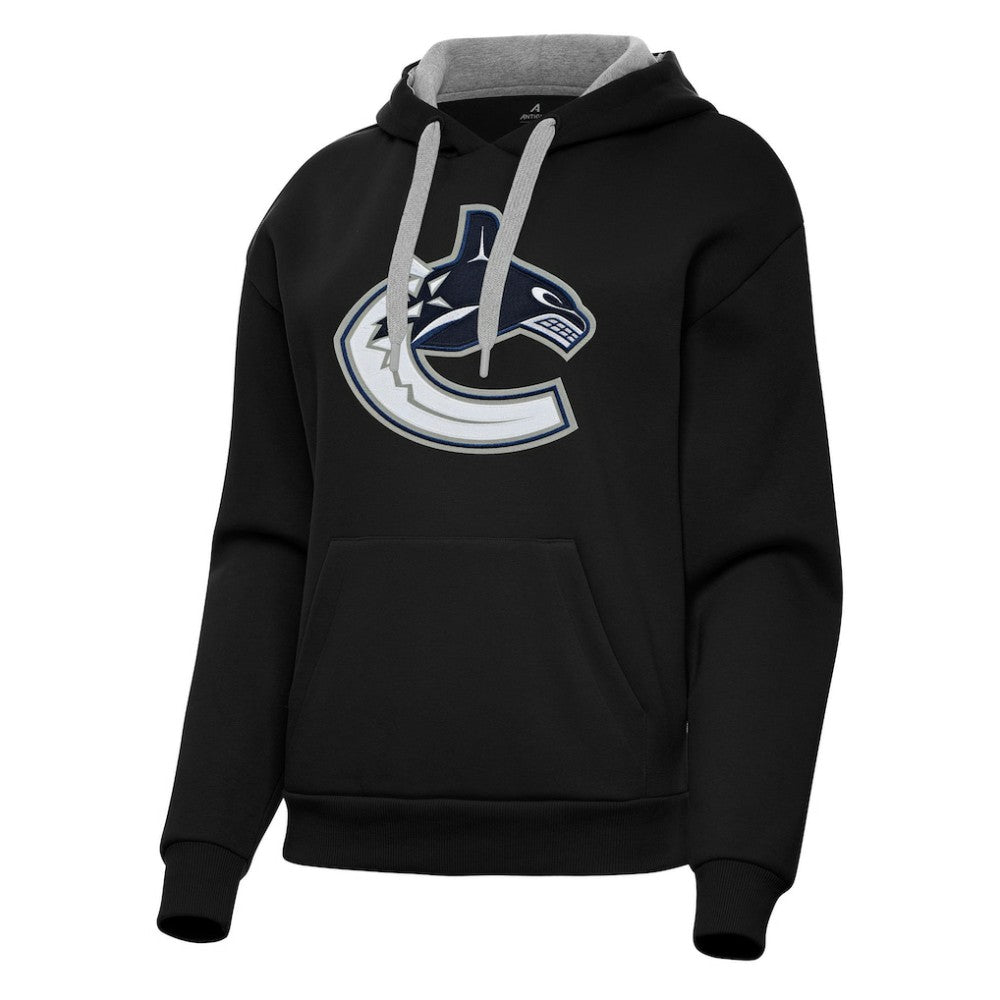 Vancouver Canucks Antigua Women's Victory Pullover Hoodie - Black - NHL 202258872