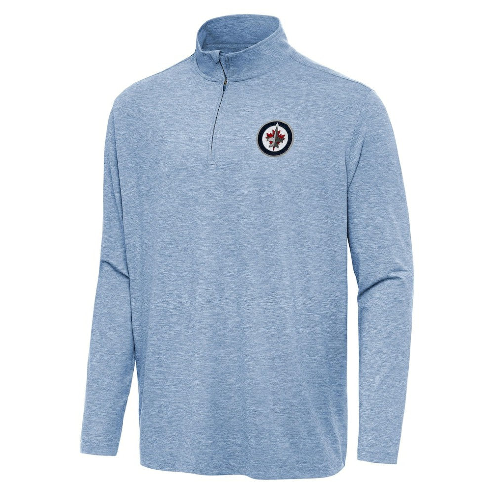 Winnipeg Jets Antigua Hunk Quarter-Zip Top - Heather Blue - NHL 202258987
