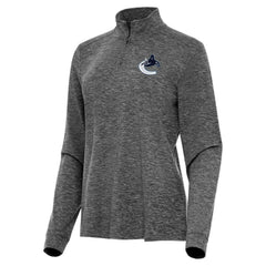 Vancouver Canucks Antigua Women's Mentor Quarter-Zip Mock Long Sleeve Top - Heather Black - NHL 202259167