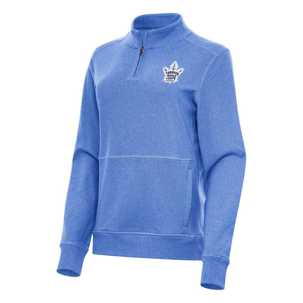 Toronto Maple Leafs Antigua Women's Crush Quarter-Zip Fleece Sweatshirt - Heather Royal - NHL 202259293