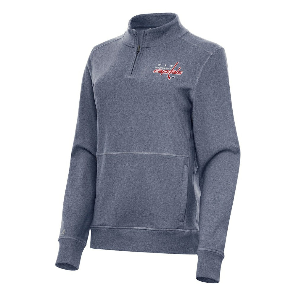Washington Capitals Antigua Women's Crush Quarter-Zip Fleece Sweatshirt - Heather Navy - NHL 202259308