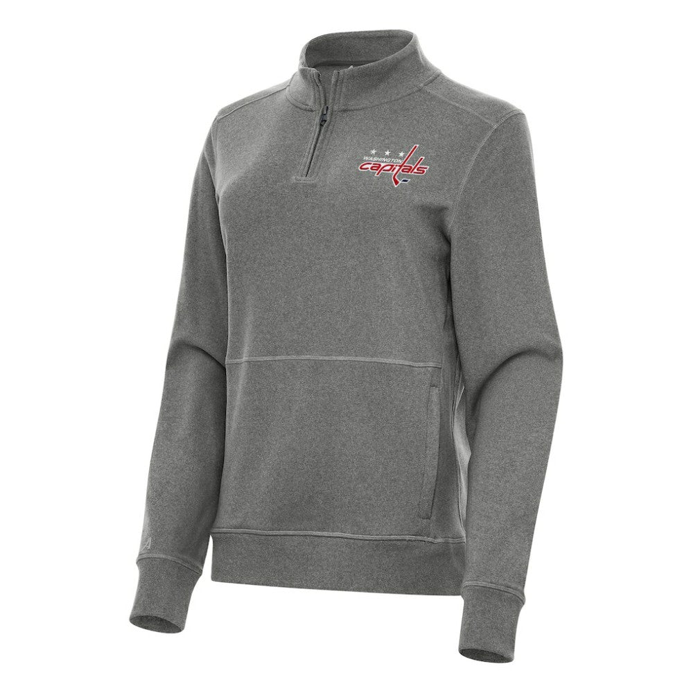 Washington Capitals Antigua Women's Crush Quarter-Zip Fleece Sweatshirt - Heather Black - NHL 202259312