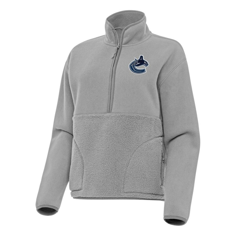 Vancouver Canucks Antigua Women's Figure Half-Zip Pullover Sweatshirt - Gray - NHL 202259403