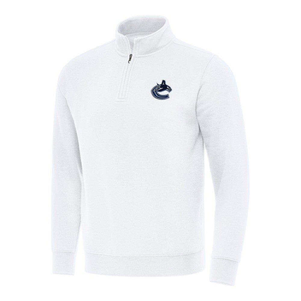 Vancouver Canucks Antigua Victory Quarter-Zip Mock Sweatshirt - White - NHL 202259525