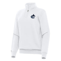 Vancouver Canucks Antigua Women's Victory Quarter-Zip Sweatshirt - White - NHL 202259553
