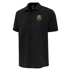Vegas Golden Knights Antigua Activate Woven Short Sleeve Button-Up Shirt - Black - NHL 202259584