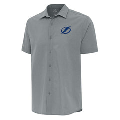 Tampa Bay Lightning Antigua Activate Woven Short Sleeve Button-Up Shirt - Gray - NHL 202259592