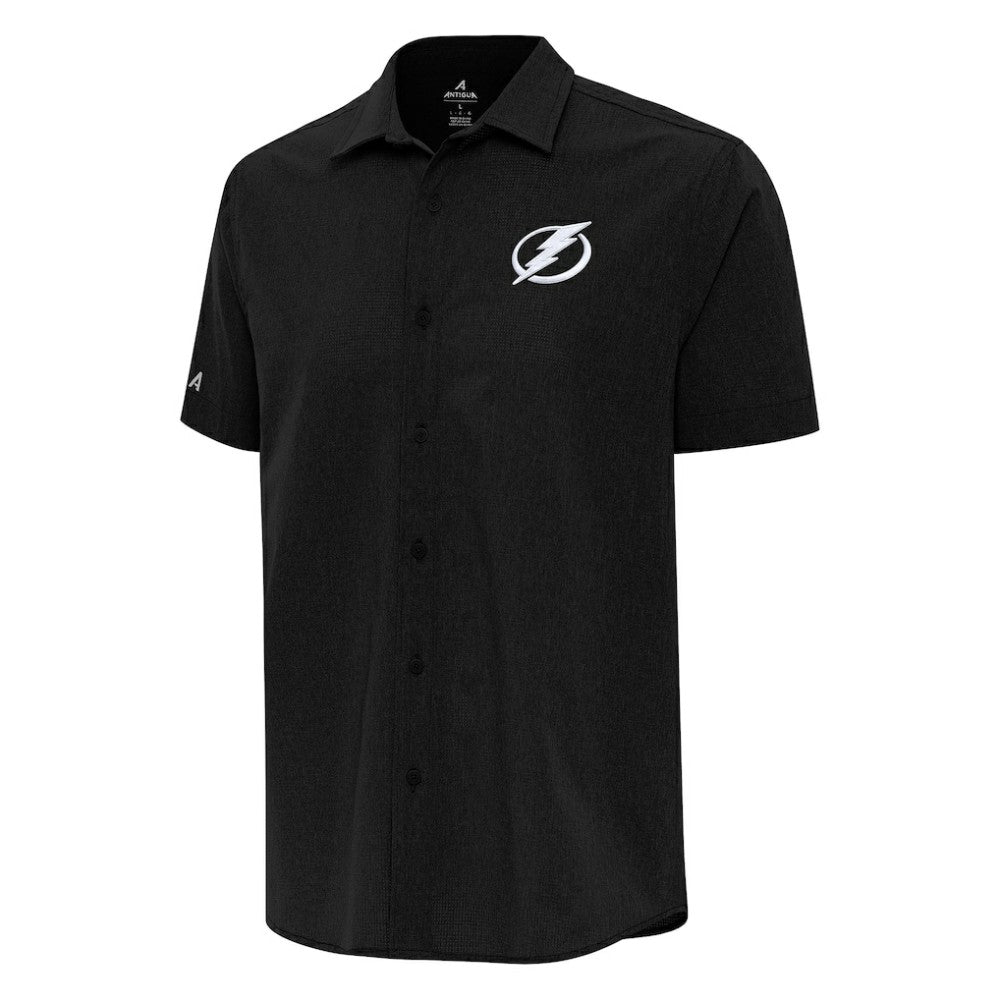 Tampa Bay Lightning Antigua Activate Woven Short Sleeve Button-Up Shirt - Black - NHL 202259595