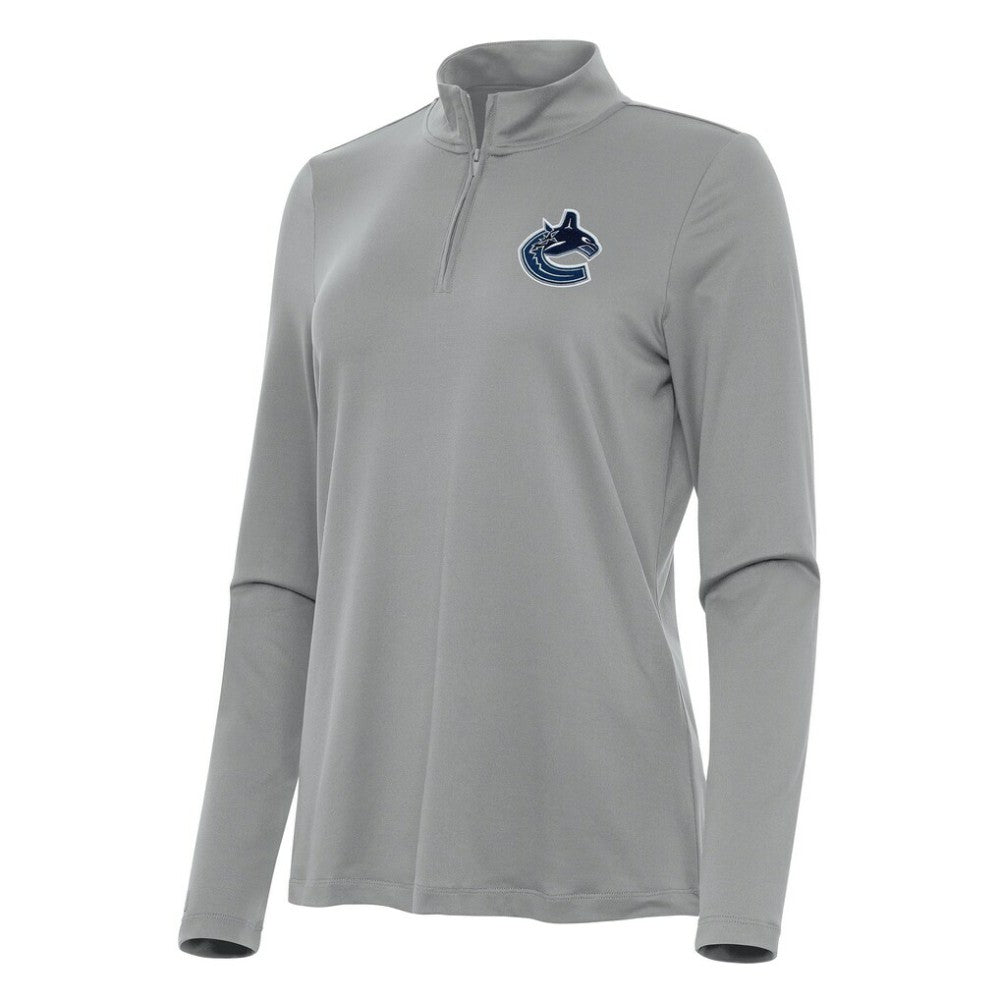 Vancouver Canucks Antigua Women's Reprocess Quarter-Zip Top - Gray - NHL 202259945
