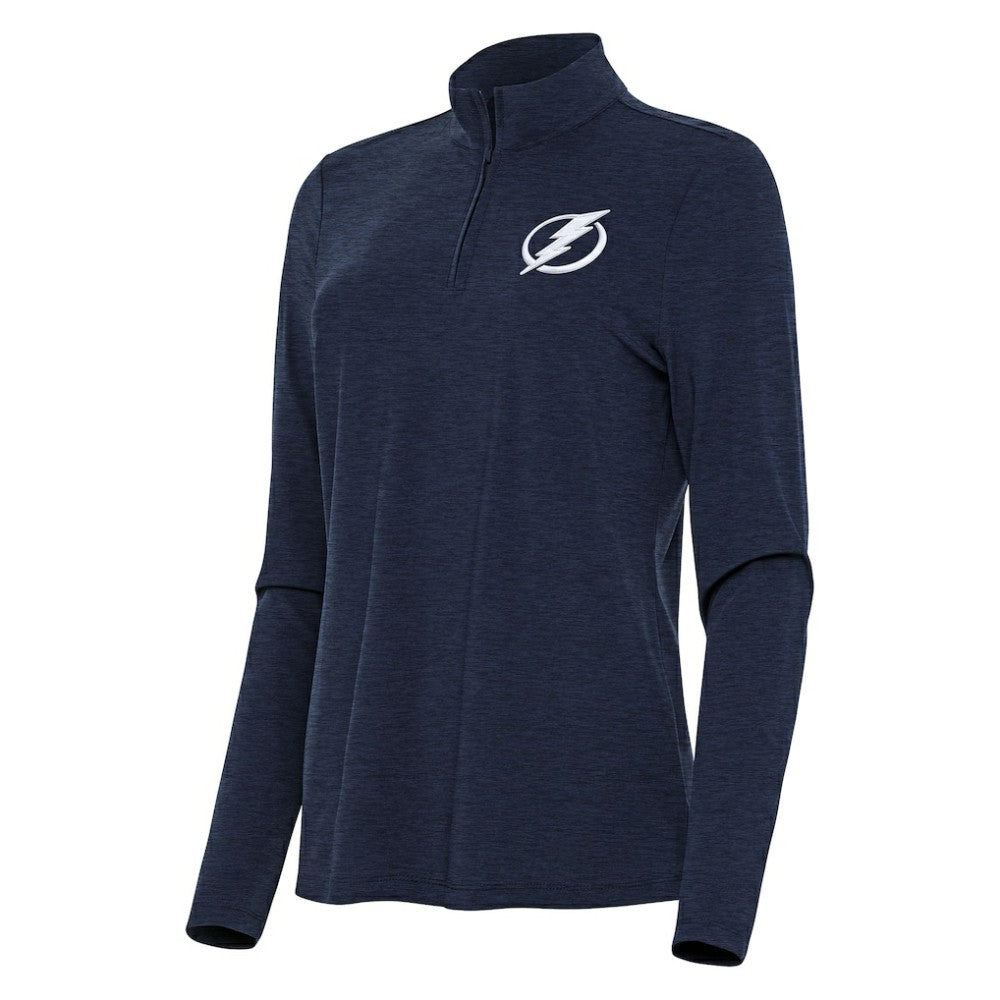 Tampa Bay Lightning Antigua Women's Bright Quarter-Zip Top - Heather Navy - NHL 202260016