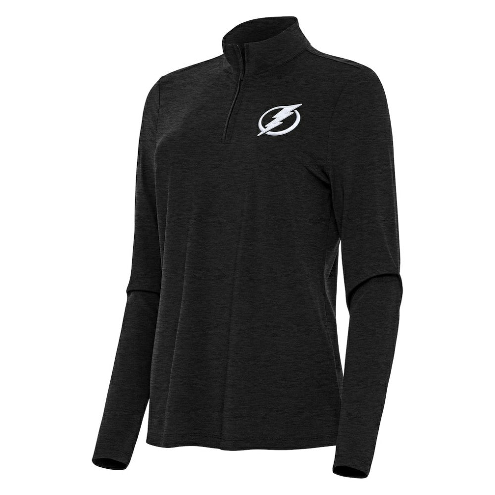 Tampa Bay Lightning Antigua Women's Bright Quarter-Zip Top - Heather Black - NHL 202260017