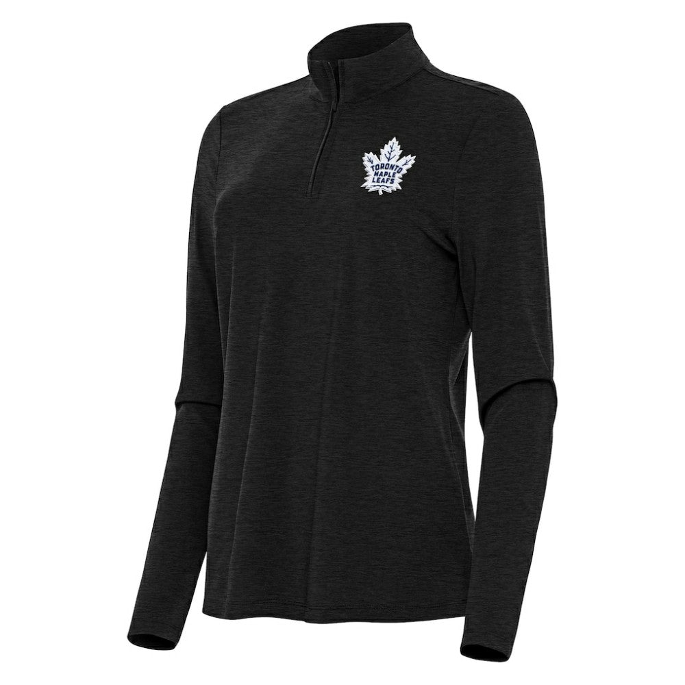Toronto Maple Leafs Antigua Women's Bright Quarter-Zip Top - Heather Black - NHL 202260020