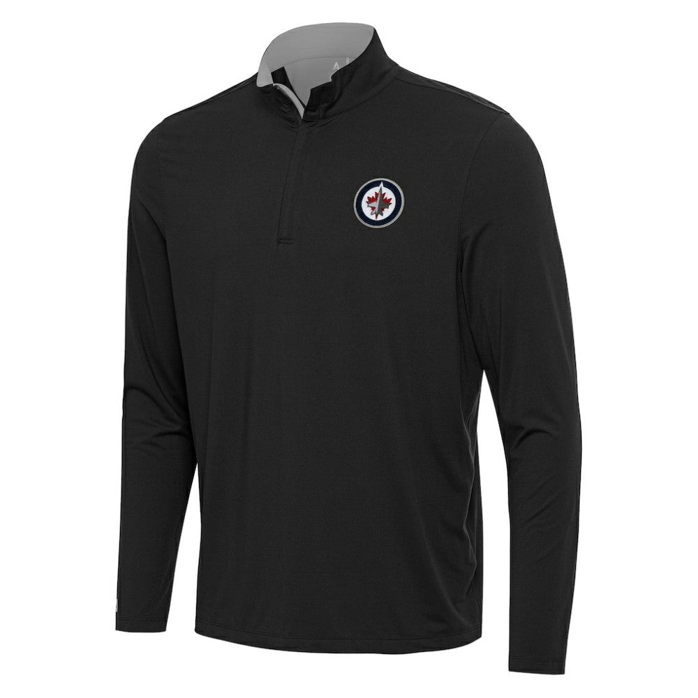 Winnipeg Jets Antigua Content Quarter-Zip Pullover Top - Black/Gray - NHL 202260219