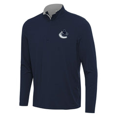 Vancouver Canucks Antigua Content Quarter-Zip Pullover Top - Navy/Gray - NHL 202260220