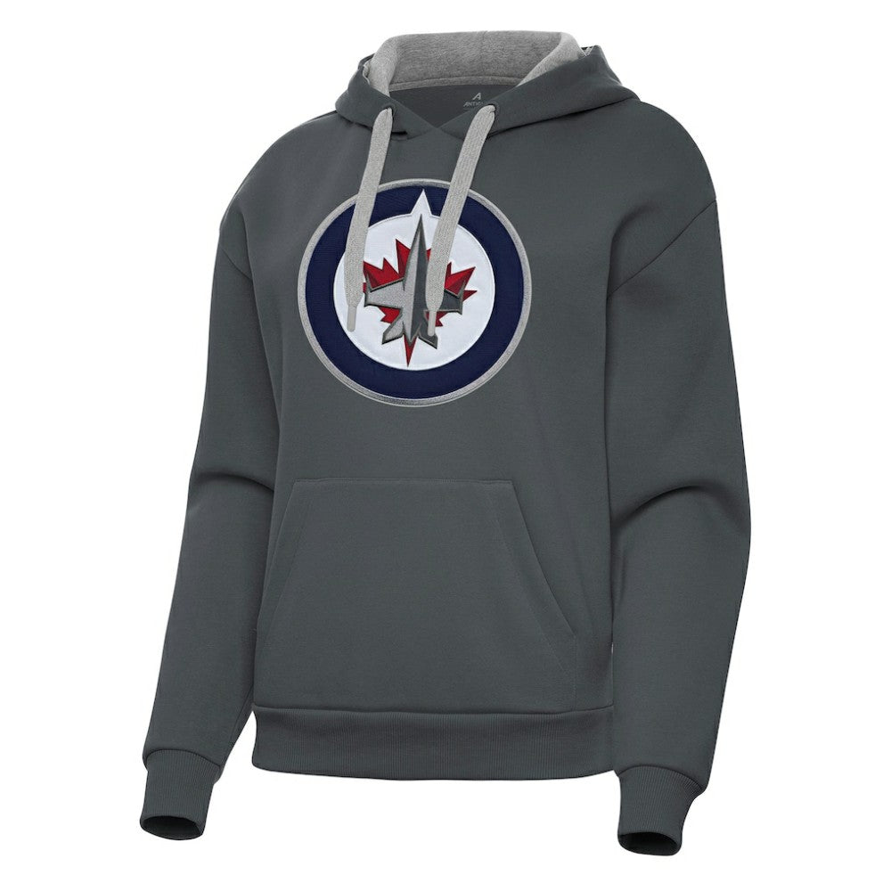 Winnipeg Jets Antigua Women's Victory Pullover Hoodie - Charcoal - NHL 202260593