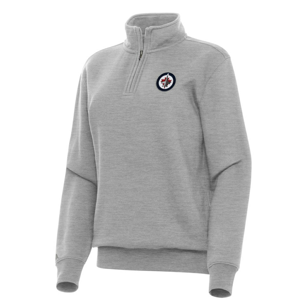 Winnipeg Jets Antigua Women's Victory Quarter-Zip Sweatshirt - Heather Gray - NHL 202260622