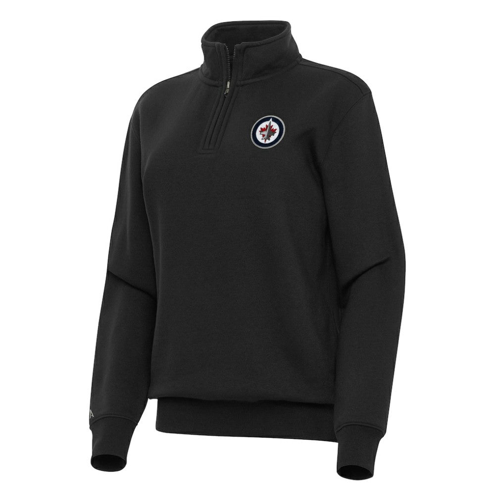 Winnipeg Jets Antigua Women's Victory Quarter-Zip Sweatshirt - Black - NHL 202260625