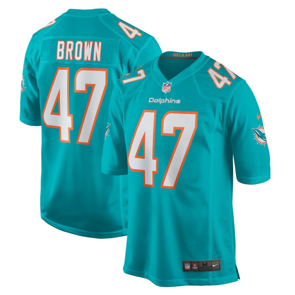 Nike Cam Brown Miami Dolphins Game Jersey Aqua