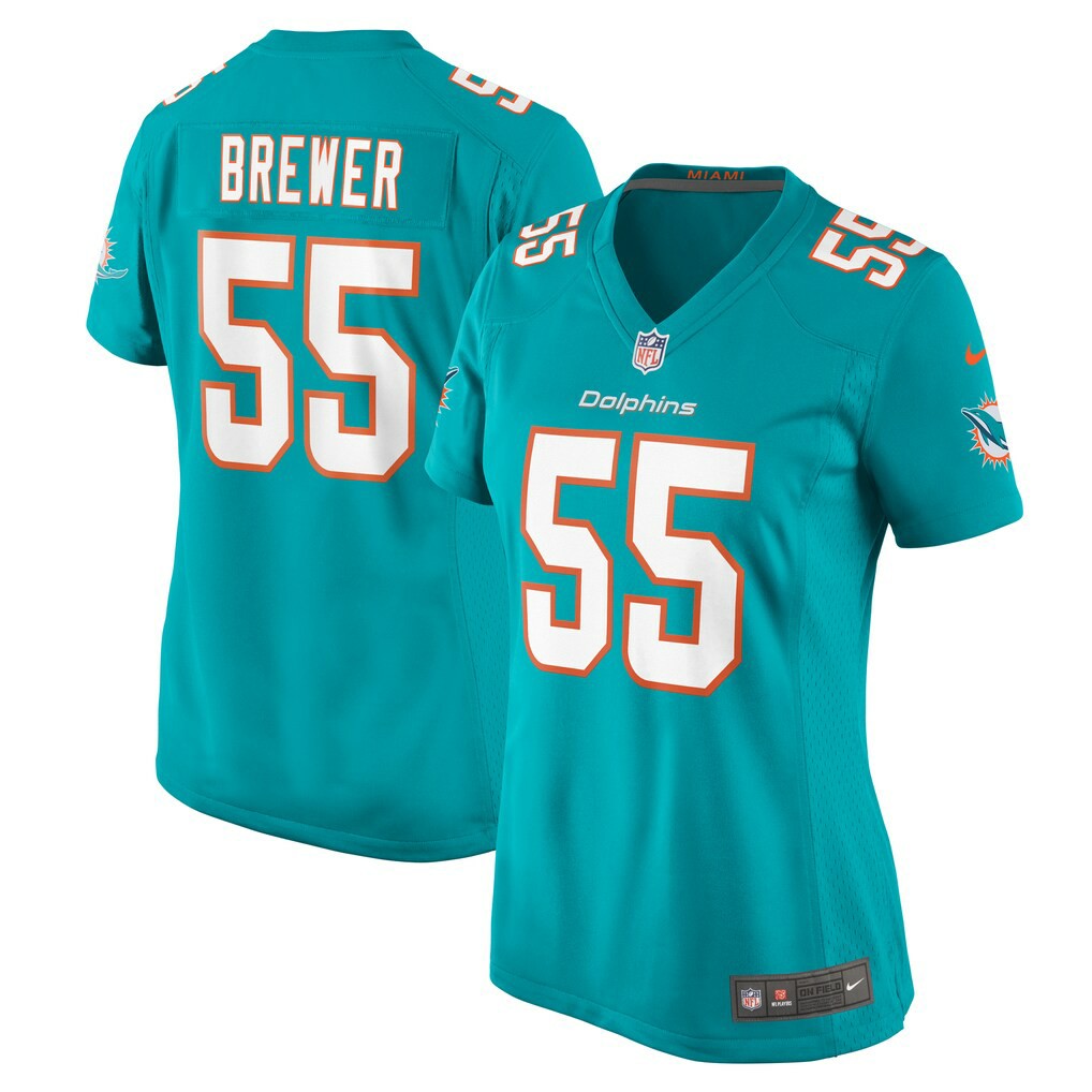Nike Aaron Brewer Miami Dolphins Women's Game Jersey Aqua