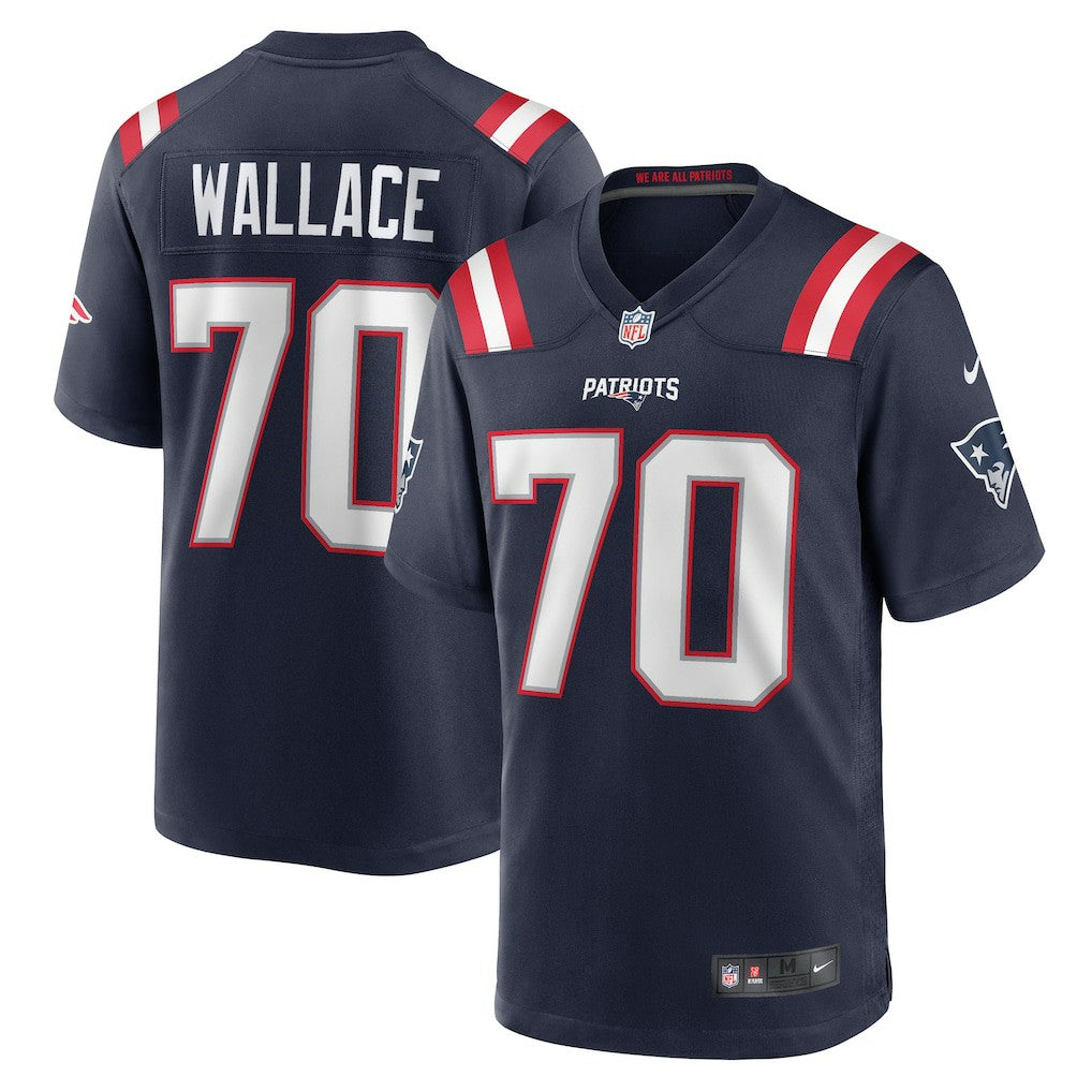 Nike Caedan Wallace New England Patriots Game Jersey Navy