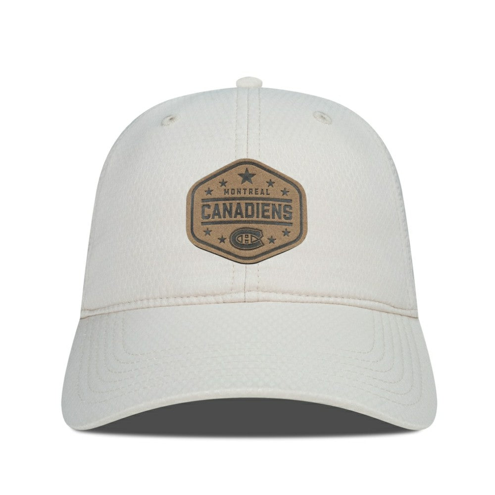 Montreal Canadiens Men's Levelwear Faux Leather Patch Unstructured Adjustable Hat - Cream - NHL 202262246