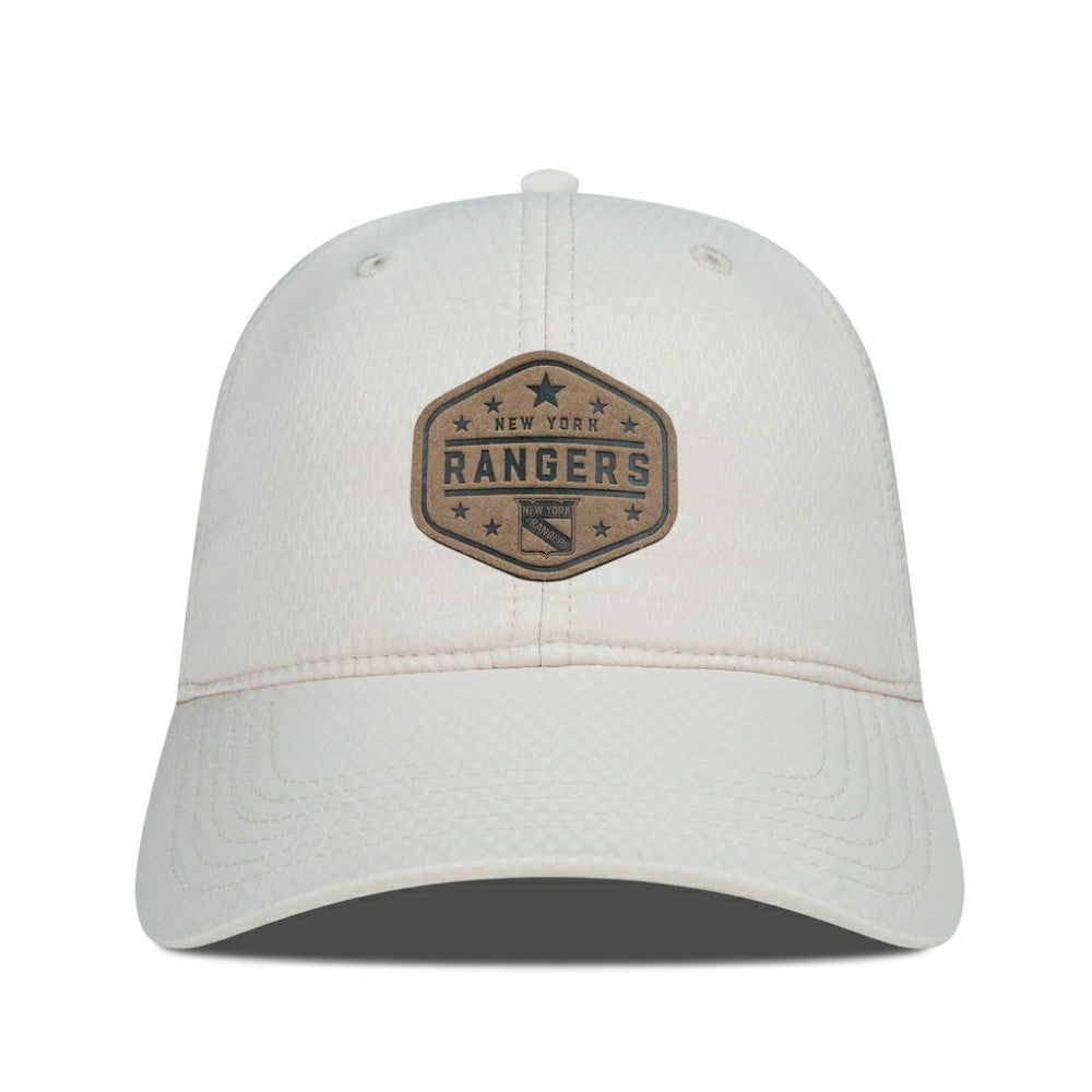 New York Rangers Men's Levelwear Faux Leather Patch Unstructured Adjustable Hat - Cream - NHL 202262250