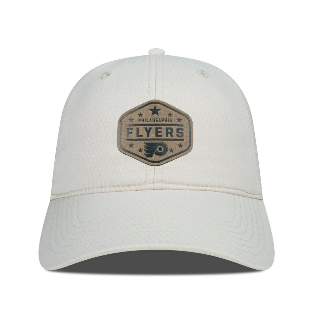 Philadelphia Flyers Men's Levelwear Faux Leather Patch Unstructured Adjustable Hat - Cream - NHL 202262252