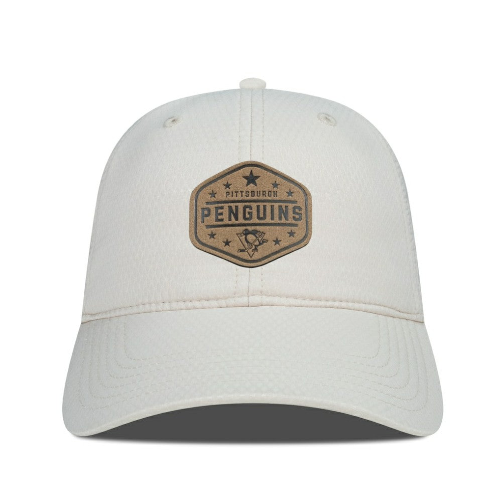 Pittsburgh Penguins Men's Levelwear Faux Leather Patch Unstructured Adjustable Hat - Cream - NHL 202262253